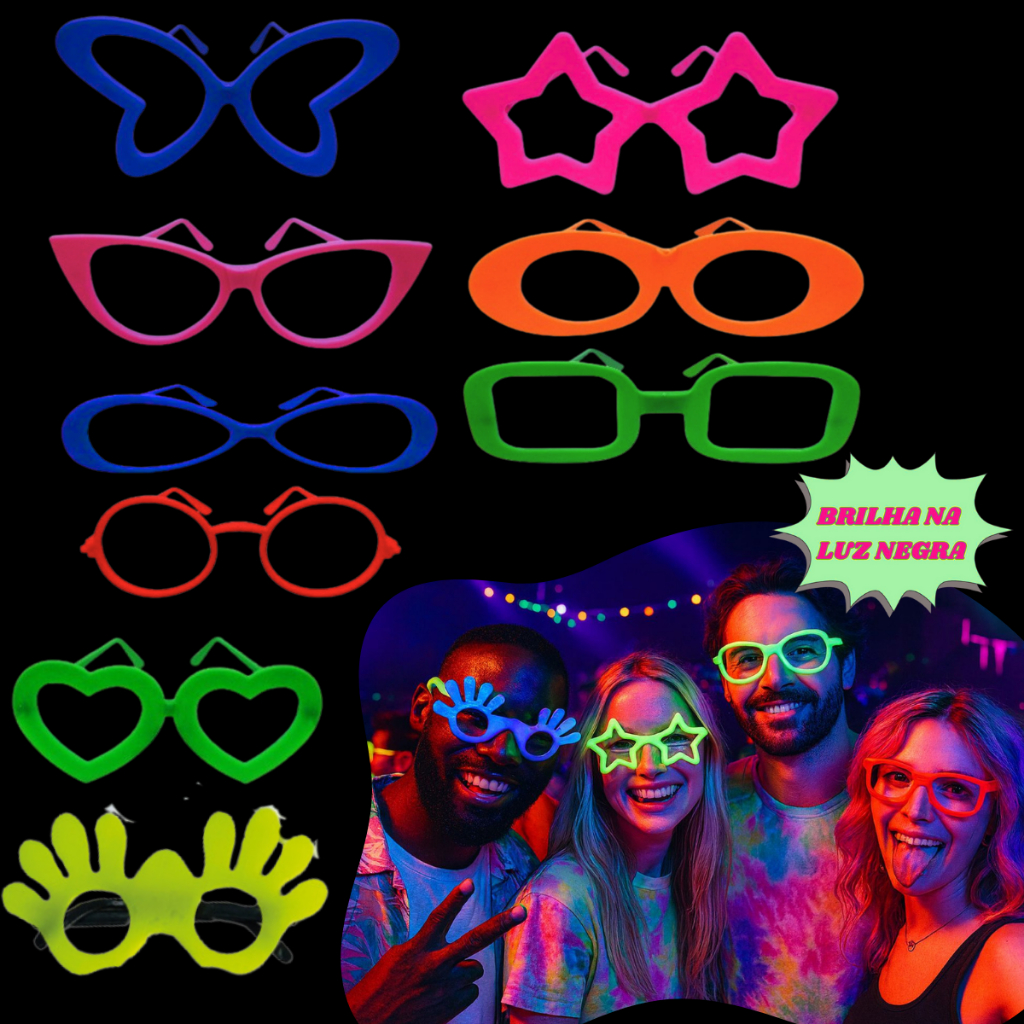 Kit Óculos Neon 25 pcs Balada Casamento Divertido
