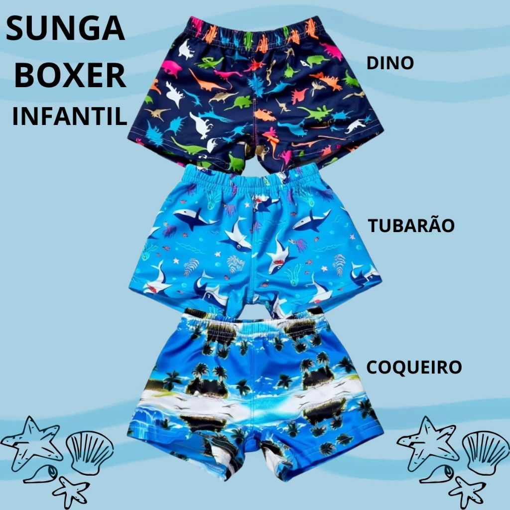 Sunga Boxer Infantil Forrada Confortável Secagem 
