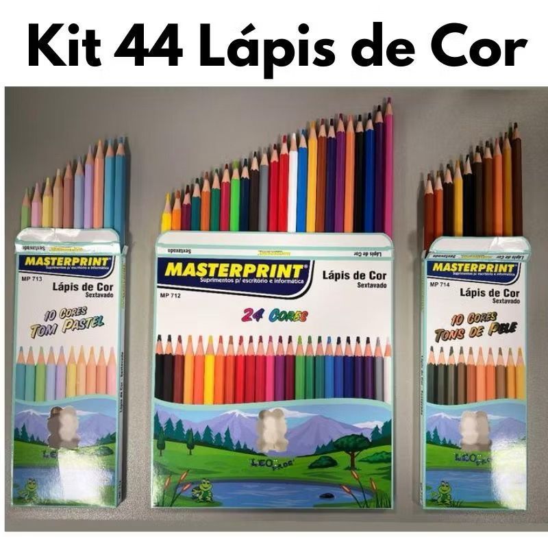 Kit 44 Lápis de Cor (24 CORES + 10 Cores Tom Past
