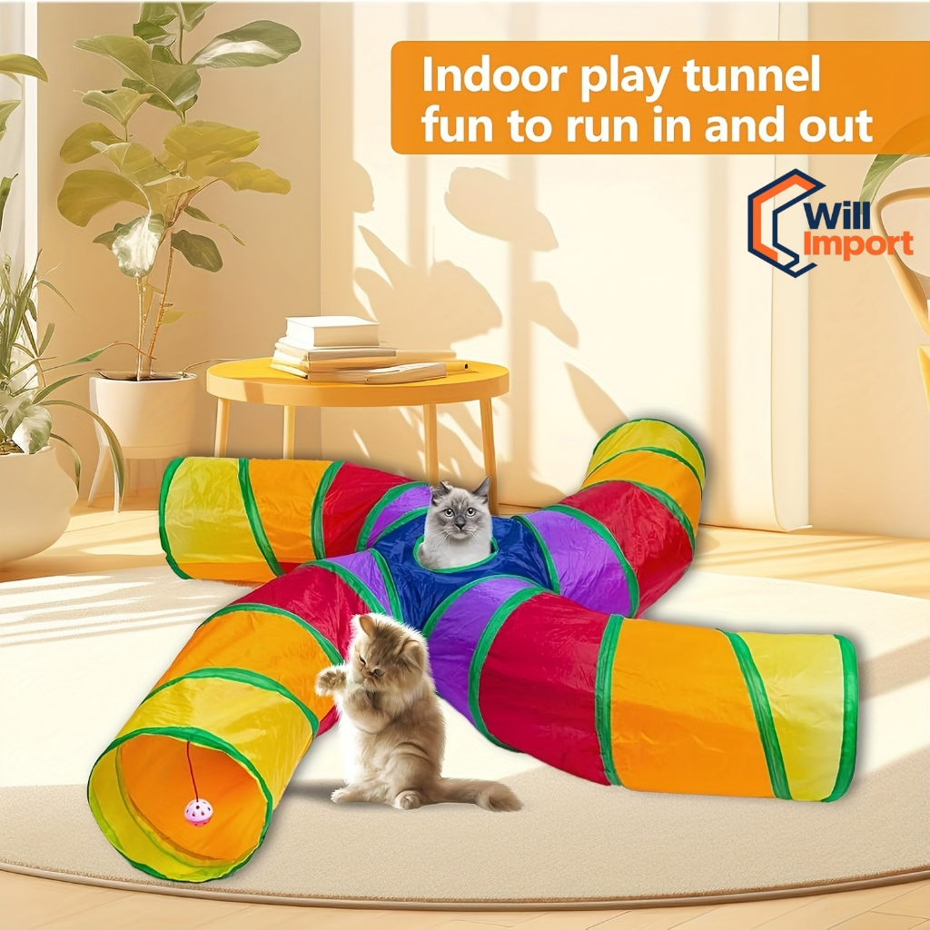 Túnel Colorido Dobrável para Pets – Brinqu
