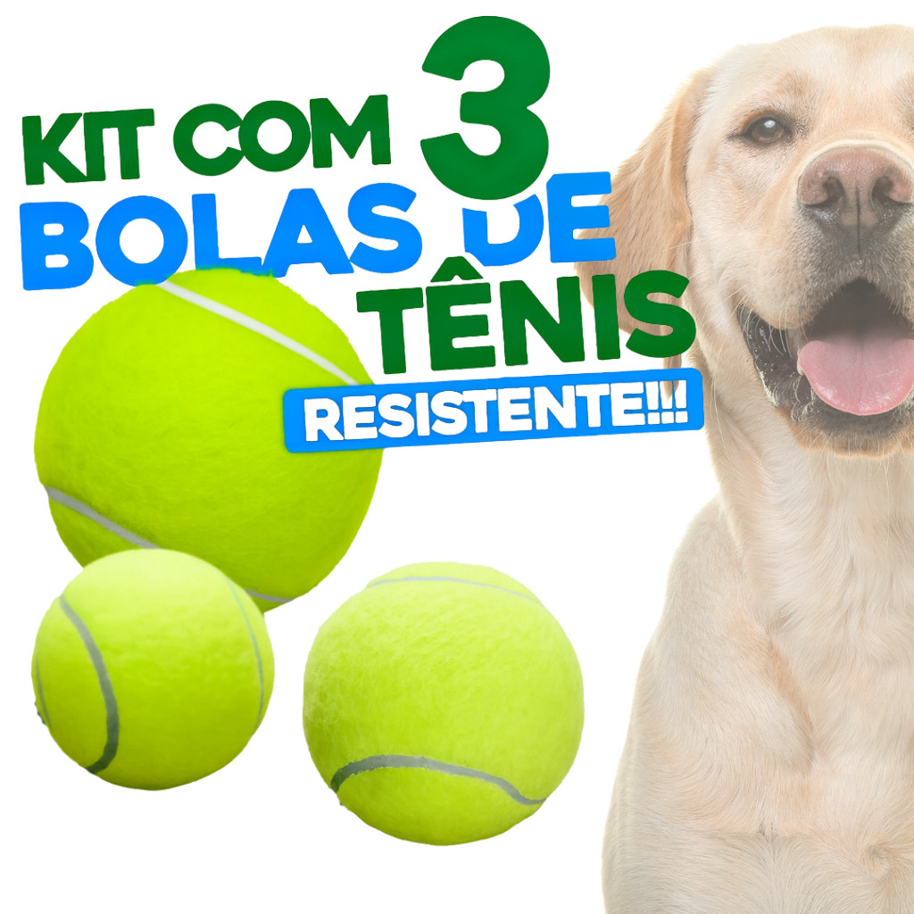 Kit 3 Bolas de Tênis Para Treinamento Cães Gatos