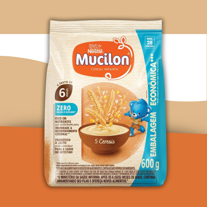 Mucilon 5 Cereais Zero Açúcar Cereal Infantil 60