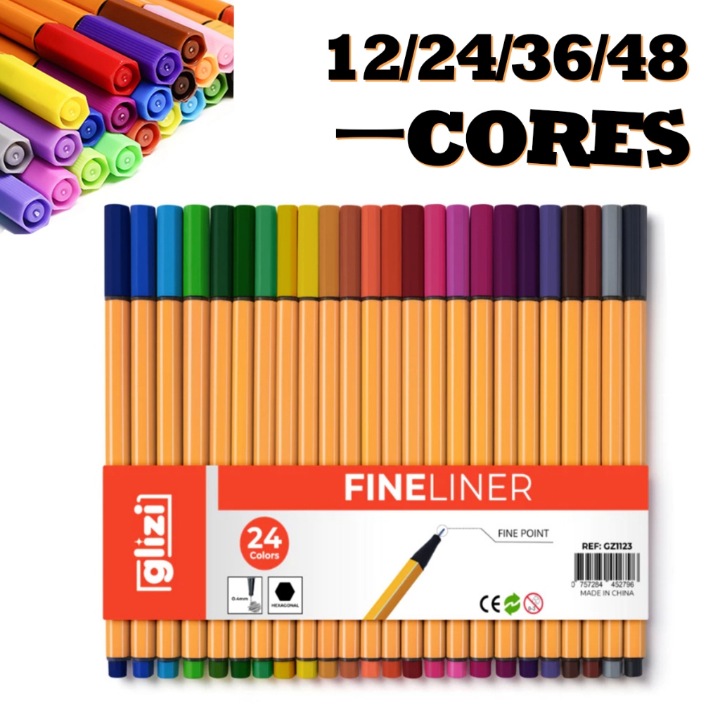 Kit de Canetas Marcadoras Coloridas com Ponta Fina