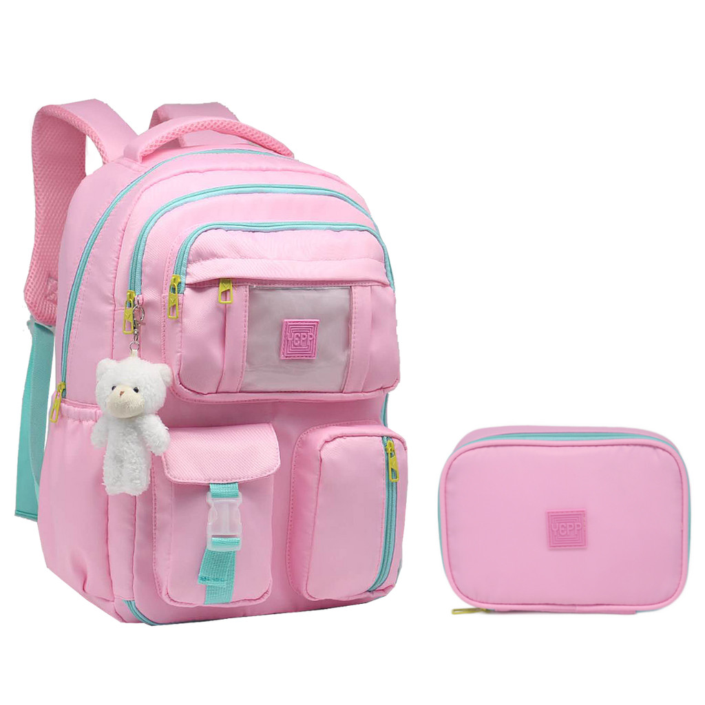 Kit Mochila Escolar Costas Juvenil Chaveiro Urso A