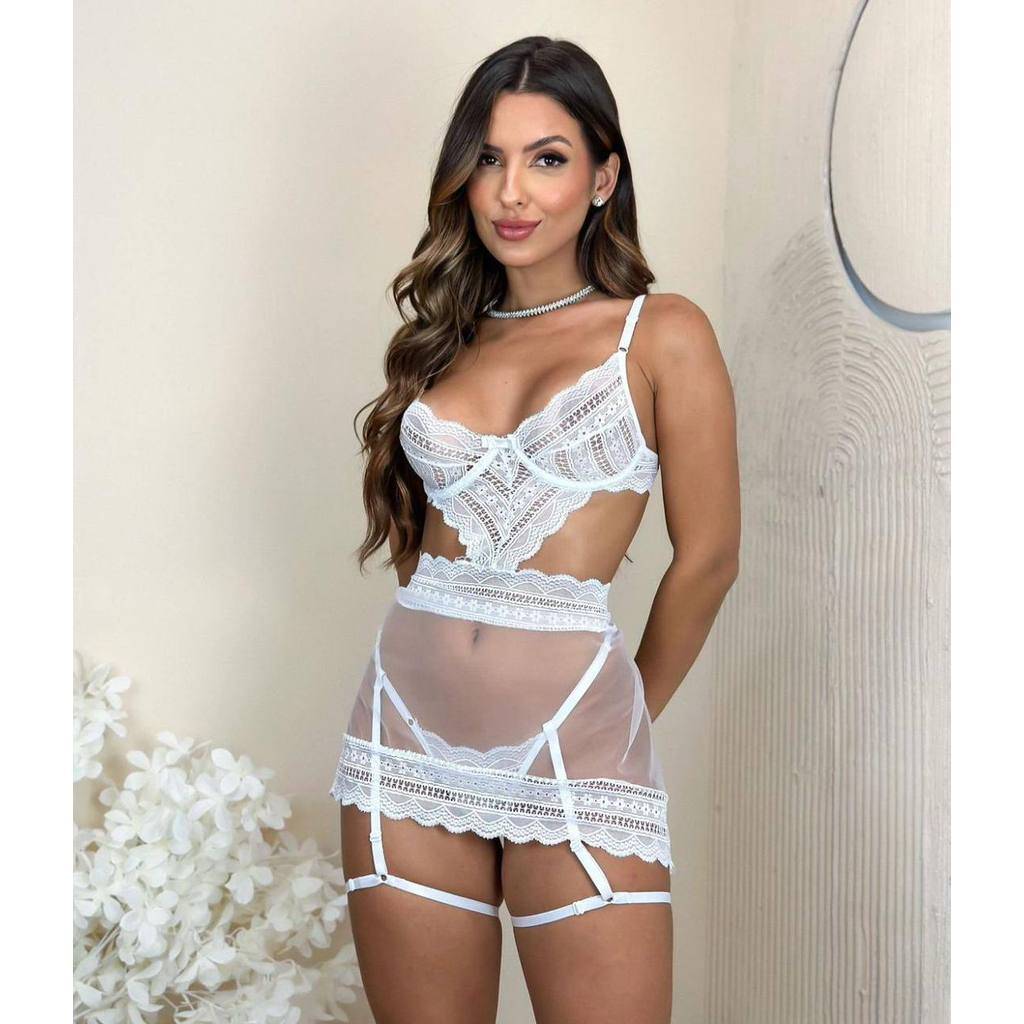 Conjunto Lingerie Luxo Feminino Deluxe Renda Sainh
