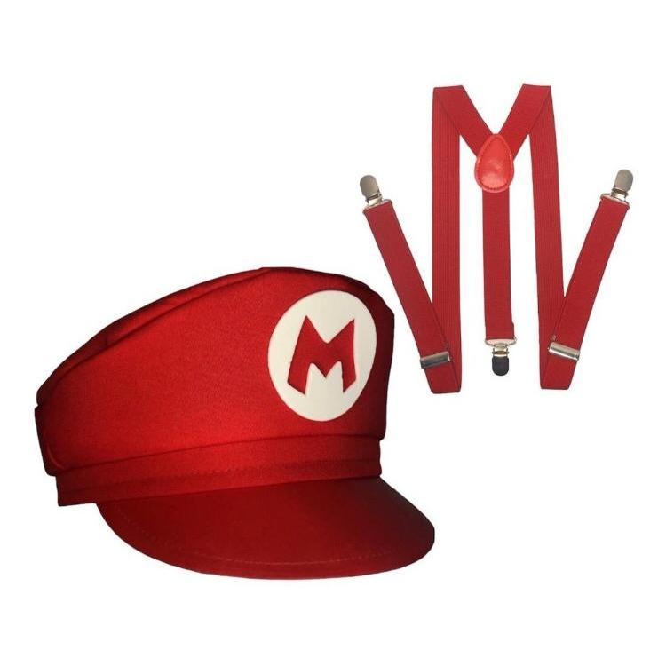 Kit Super Mário Bros e Luigi ,Boina C/ Bigode  Su