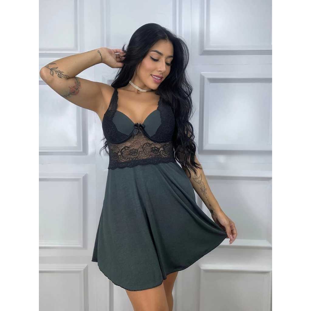Camisola com Bojo Renda Feminina Soltinha Lingerie