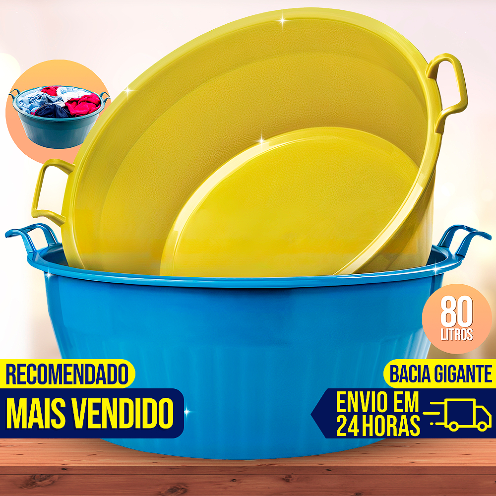 Bacia GIGANTE 80 Litros Plástico Grande Resistent