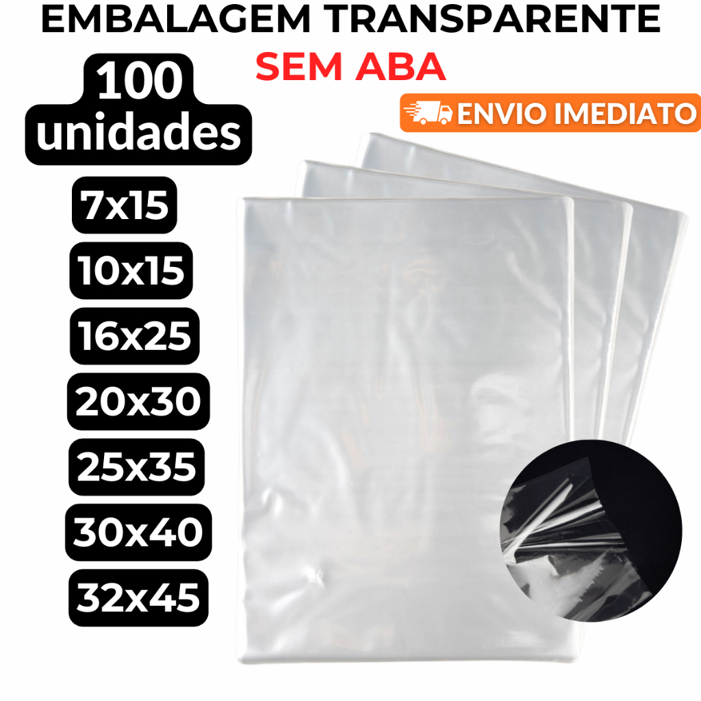 Kit 100un Saco Saquinho Sacola Transparente PP par