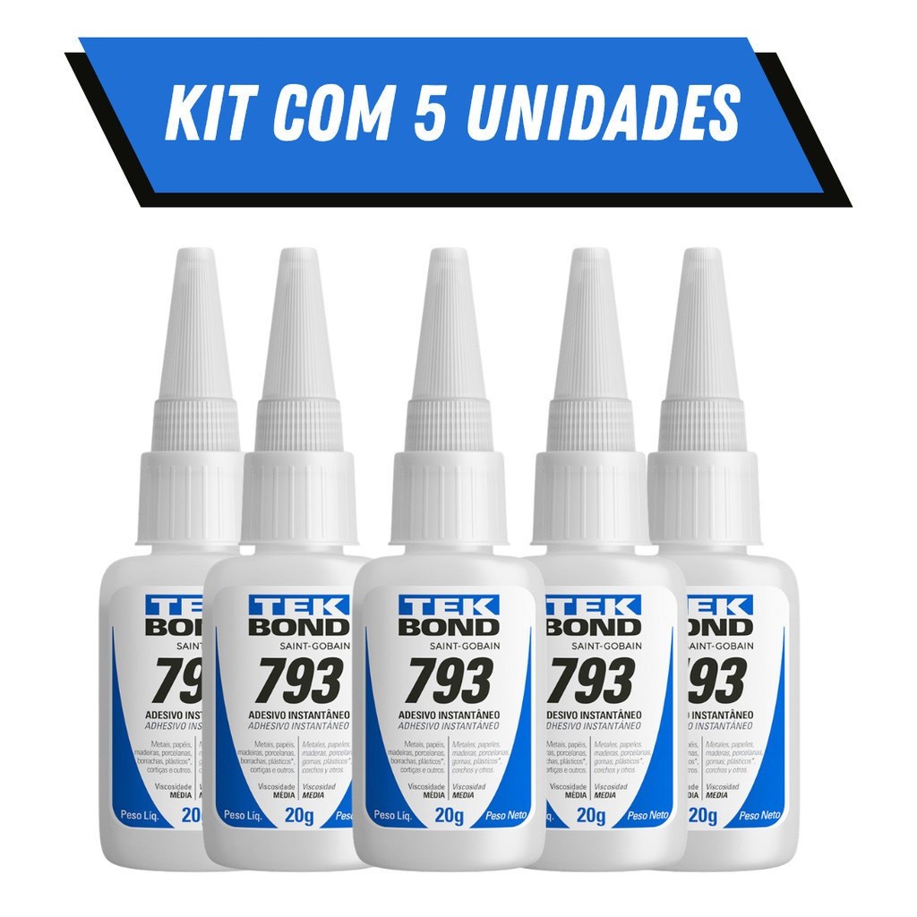 Kit Cola Instantânea Tek Bond 793 20g / Unha Para