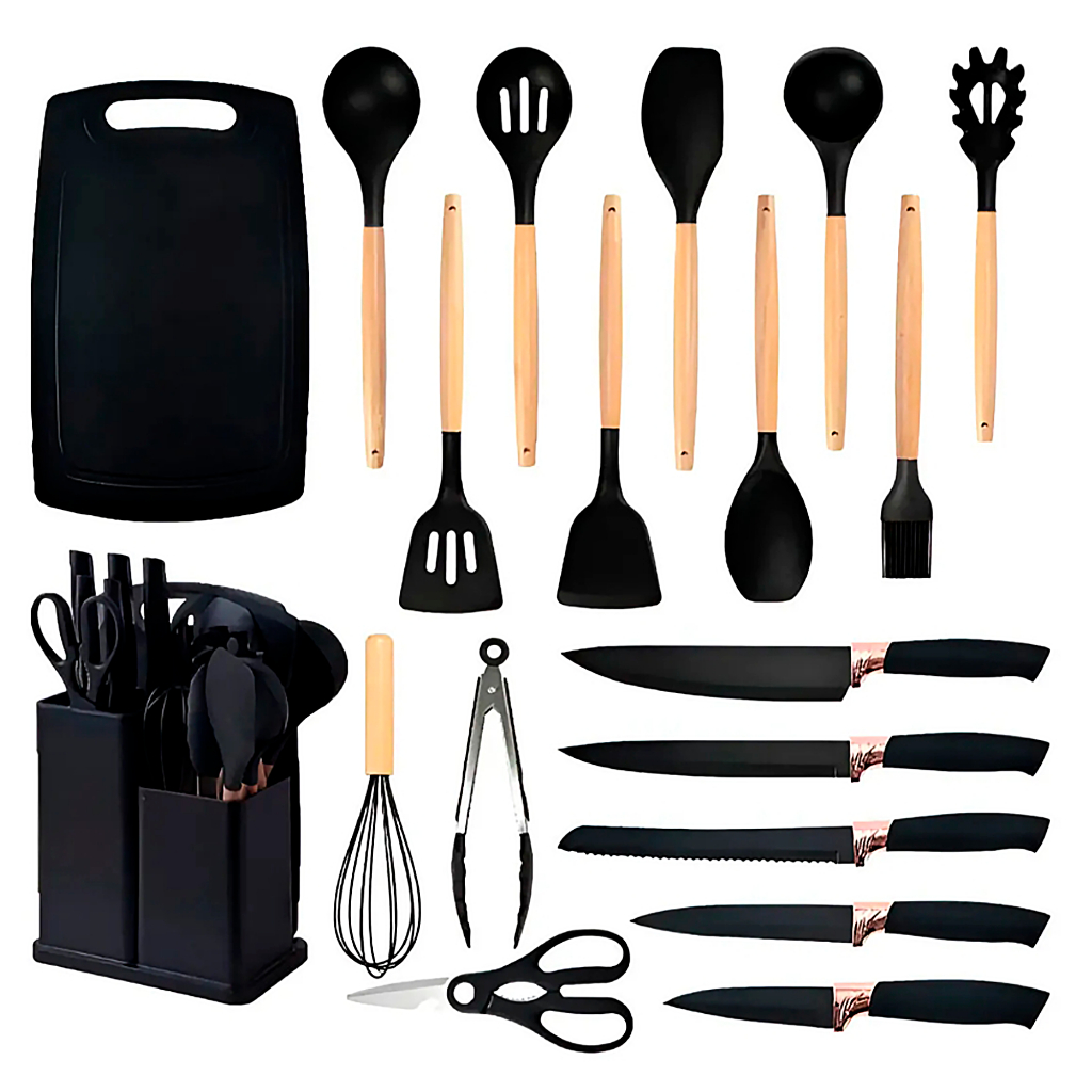 Kit Conjunto De 19 Peças Utensílios Cozinha Sili