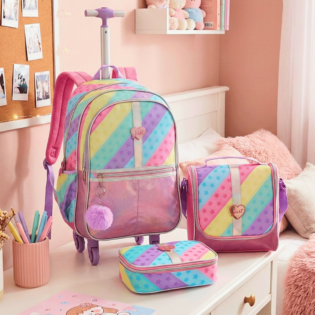 Kit Escolar Mochila Rodinhas 360 Brilhante Juvenil