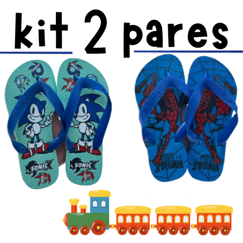 Kit 2 Pares de Chinelo Infantil Masculino Menino P