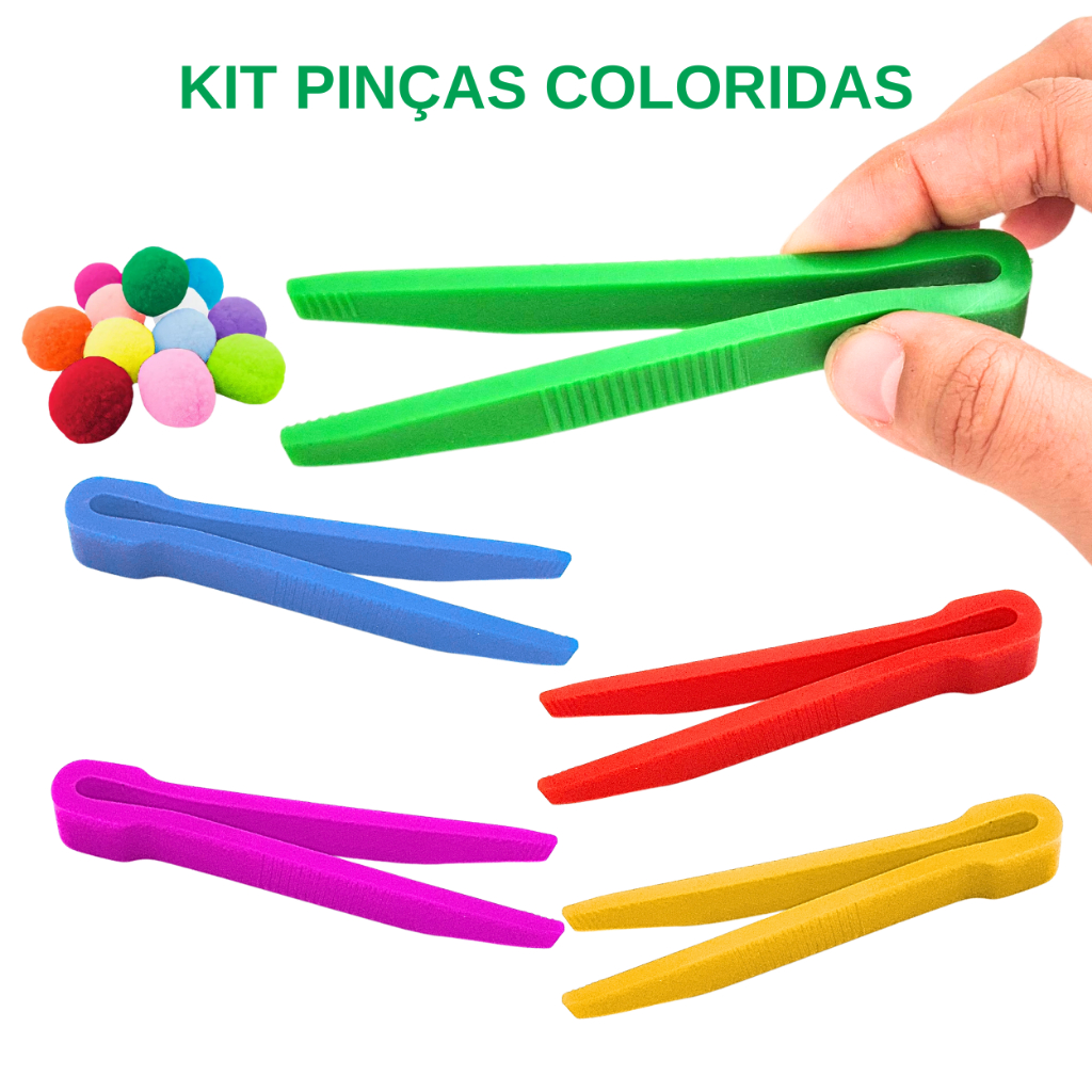 Kit Pinças Infantil Coloridas Coordenação Motor