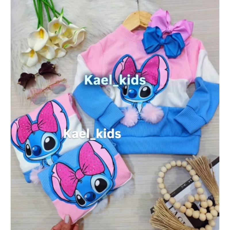 Blusa Infantil de Frio Menina Stitch Moda Blogueir