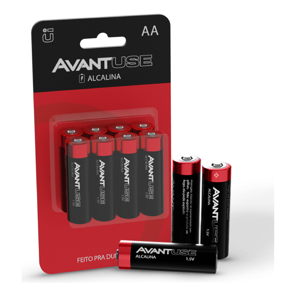 Kit 8 Pilhas Alcalina Aa Pequena 1.5v Avant Use