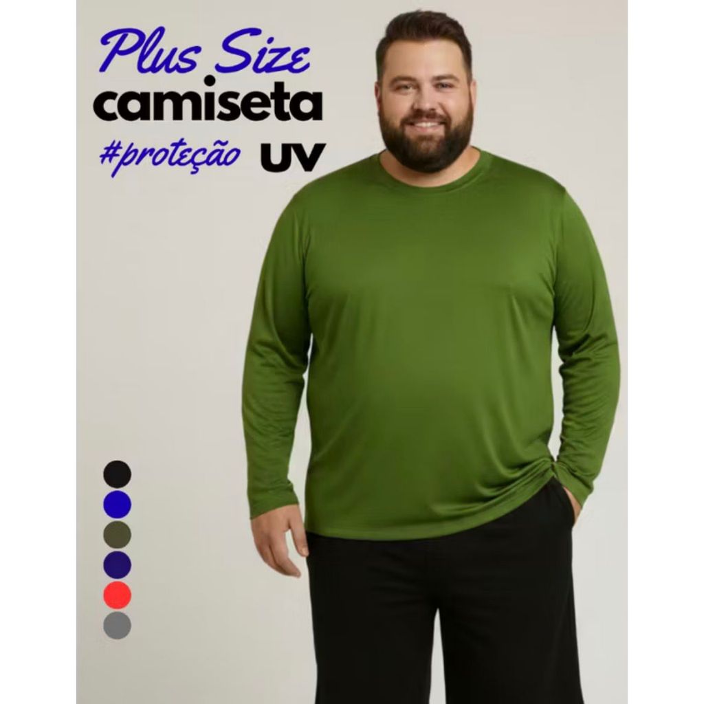Camisa Plus Size Masculina Proteção Solar UV50+ 