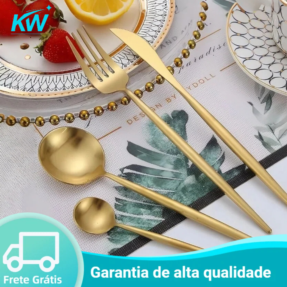 24/48 peças Jogo Talheres Inox  Slim faqueiro Em 