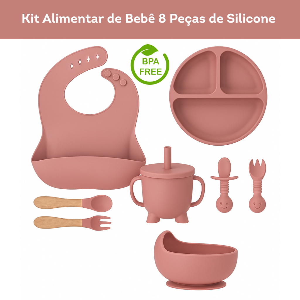 Kit 6/8 Peças Introdução Alimentar Silicone Beb