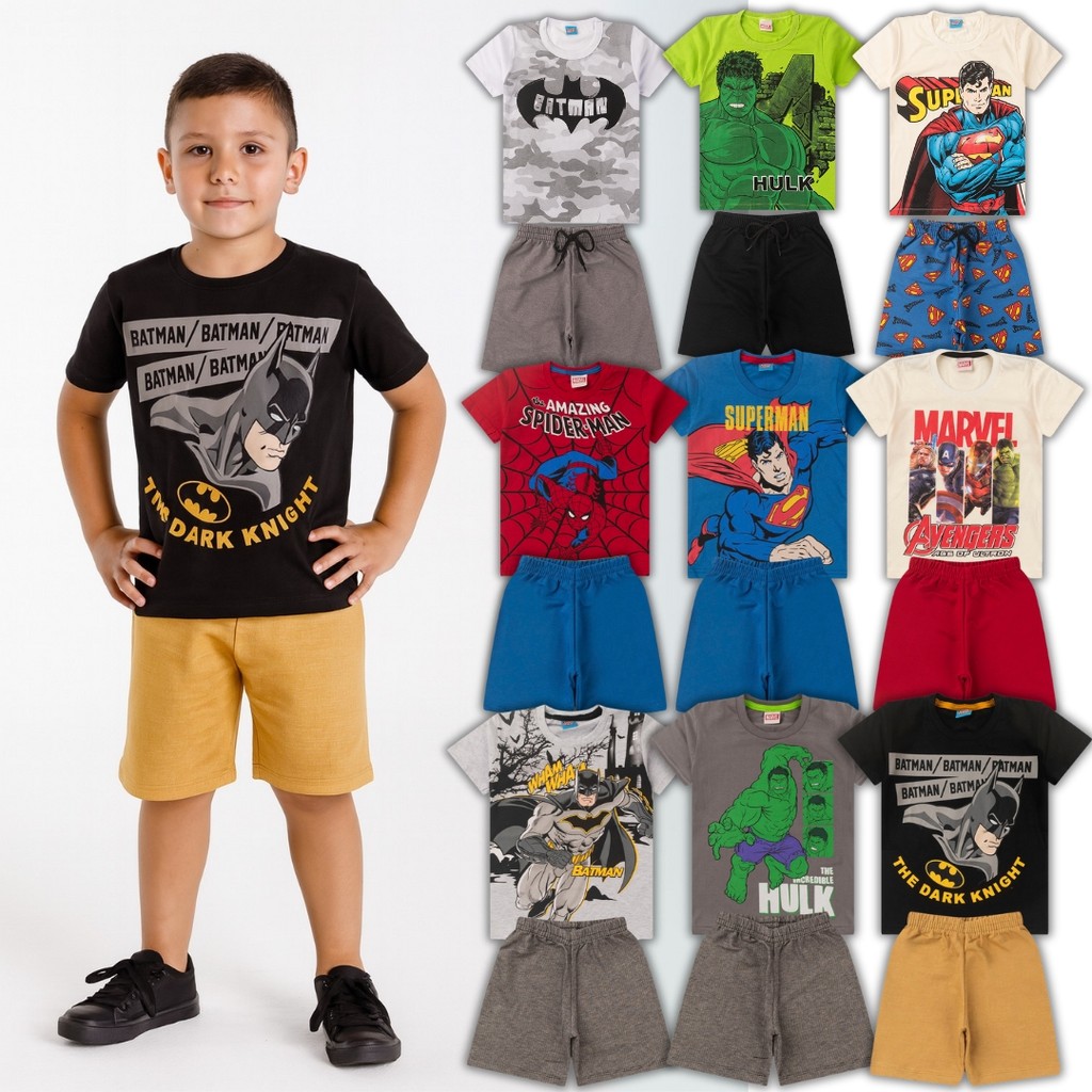 Kit Peças de Roupa Menino Infantil Herói Verão 