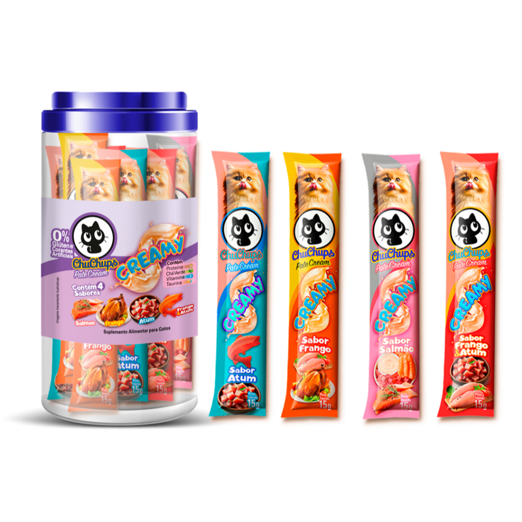 Petisco Para Gatos ChuChups Cream Pote Sortido com