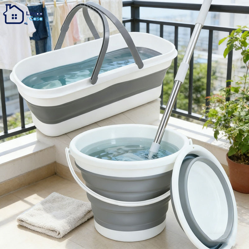 Balde retangular dobrável de silicone para fácil