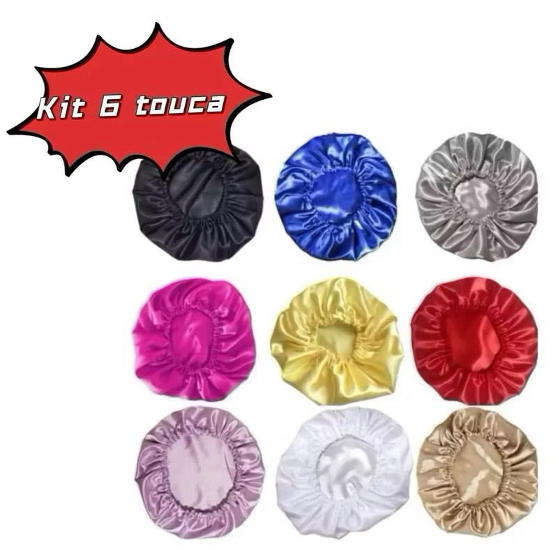 Kit 6 Toucas De Cetim Elegante MALEÁVEL Anti Friz