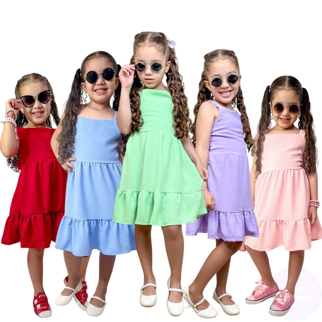 Vestido Duna Infantil Menina Laço nas Costas Cost