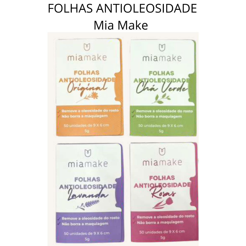 Kit 4 Folhas antioleosidade – Mia make