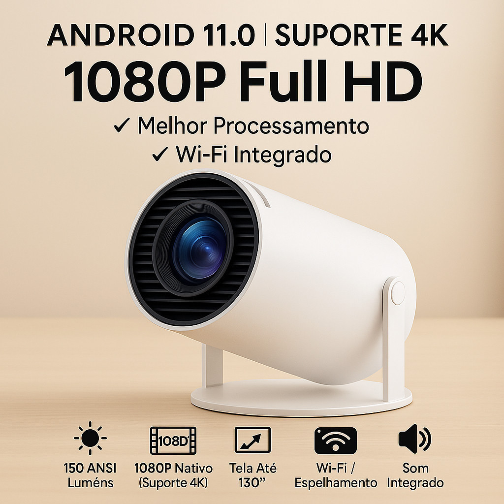 Projetor 4K HY300 Pro Wi-Fi 5G  Imagem Ultra Níti