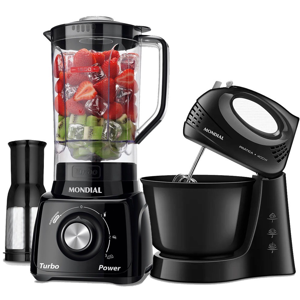 Kit Liquidificador 550W Turbo Power L-99-FB + Bate