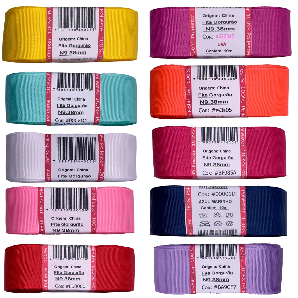 Fitas Gorgurão n 9 38mm Com 10 Metros Diversas Co