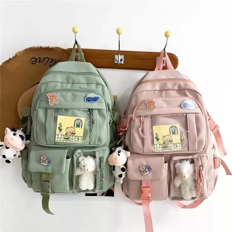 Mochila Feminina Escolar Passeio Coreano Grande Ca