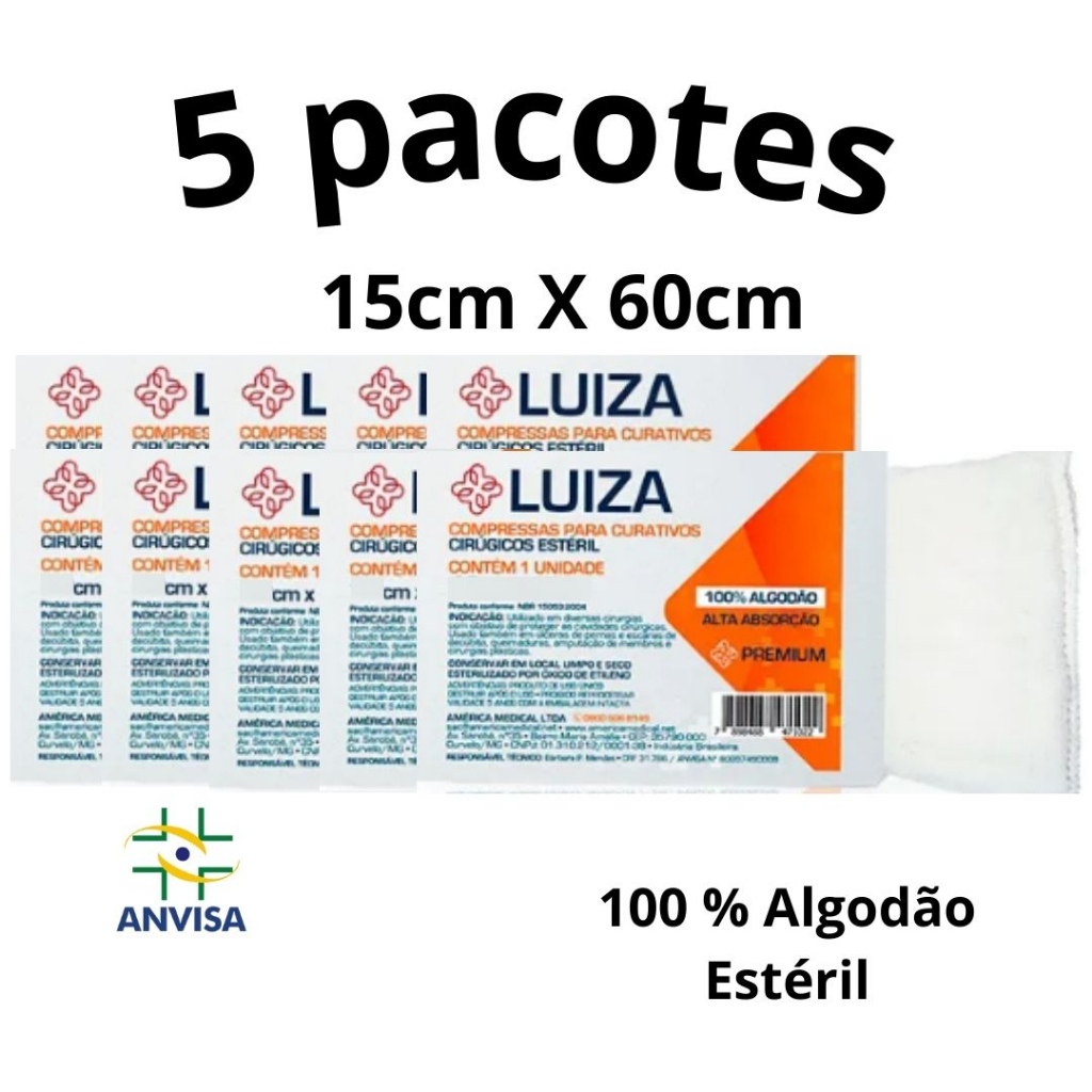 5 un Compressa De Gaze Algodonada Luiza – Am