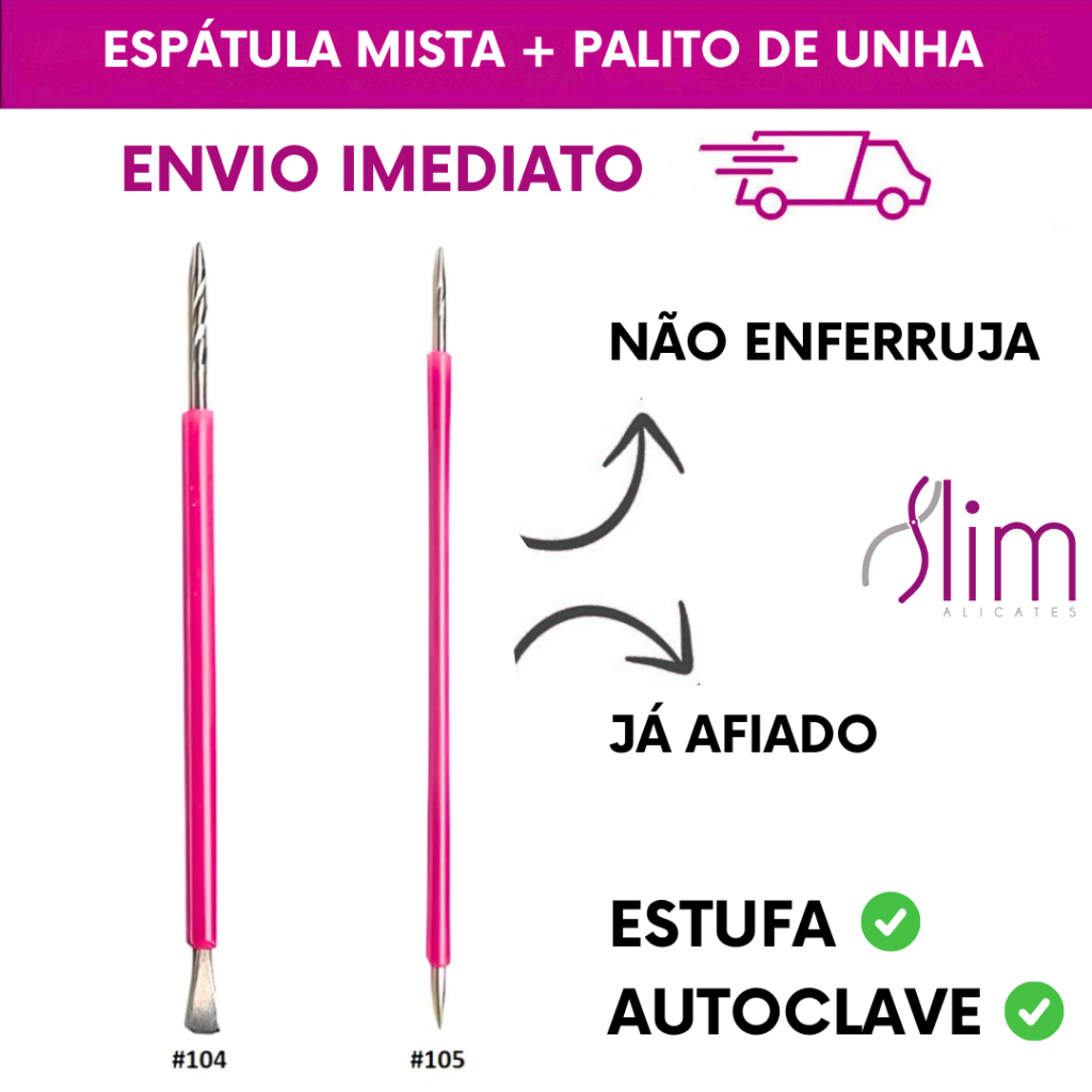 Palito unha + Espátula mista Slim Manicure Podolo