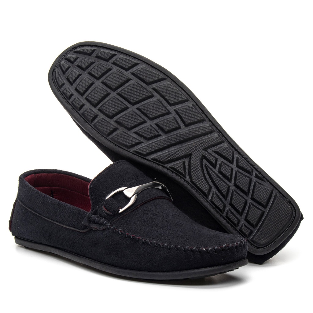 Mocassim Masculino Drive Em Camurca  Detalhe em Me