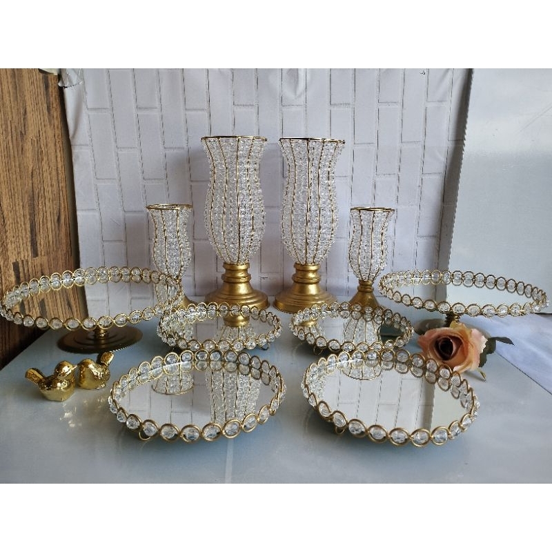 Bandejas e vasos de pedrarias kit com 10 peças bo