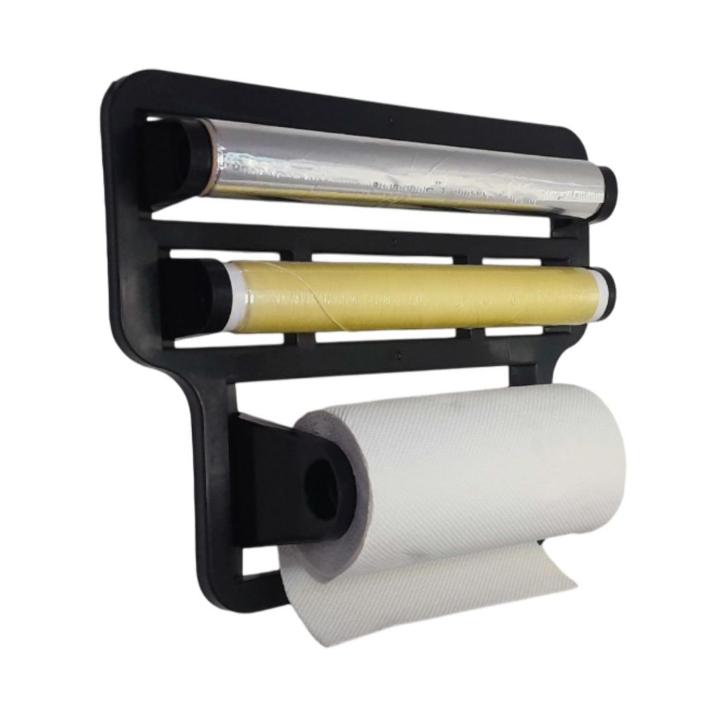 Porta Papel Toalha Triplo Suporte Branco Rolos Par