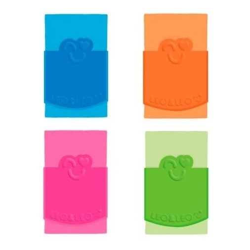 Borracha Color Neon Plástica Escolar Rosa Azul Ve