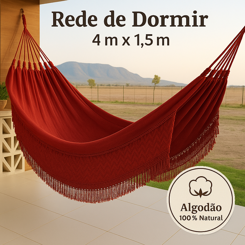 Rede de Dormir em Algodão Natural 4m x 1,5m Estil
