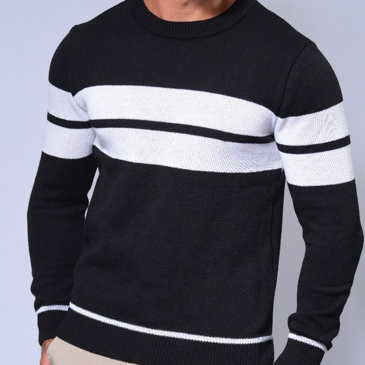 Blusa Listrada Masculina de Tricot Estilo Casual S