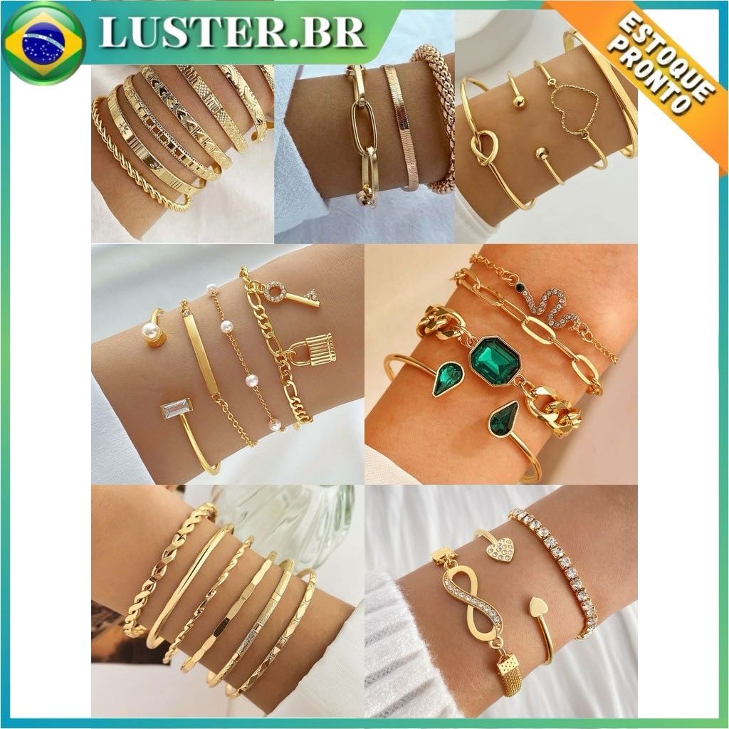 3/4/6/7 peças em ouro 18k retrô com pingente de 