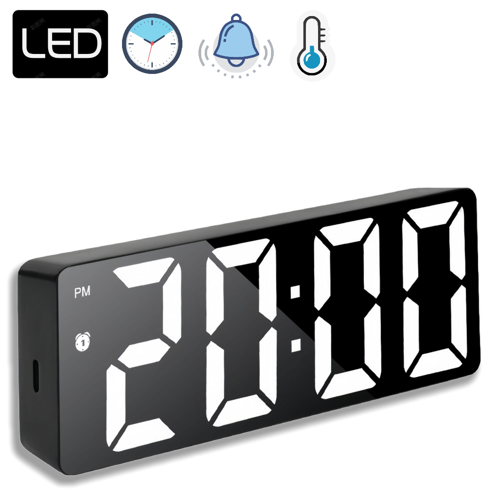 Relógio digital LED, pode ser usado como desperta