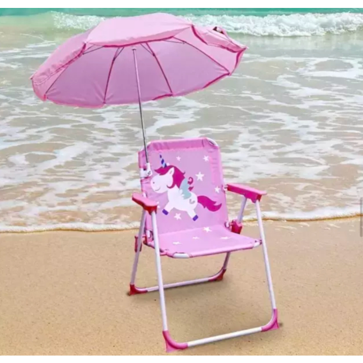 Cadeira Infantil De Praia Dobrável Com Guarda Sol