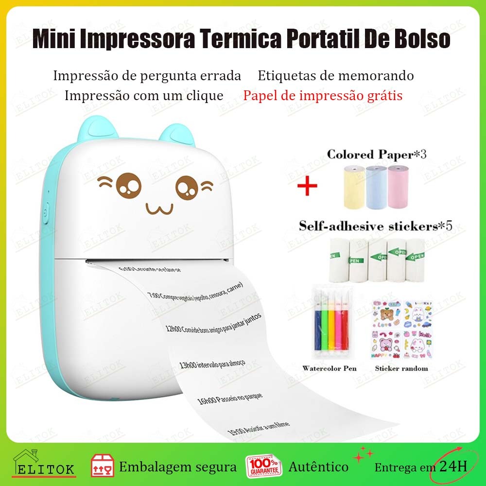 Mini Impressora Térmica Portátil Sem Fio Compat�