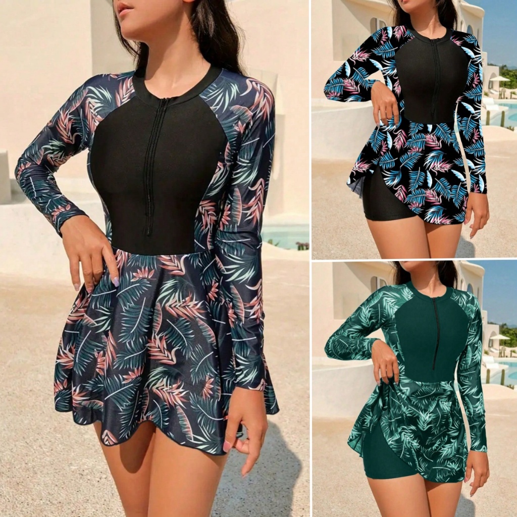 Conjunto De Maiô Feminino Estampa De Plantas Trop