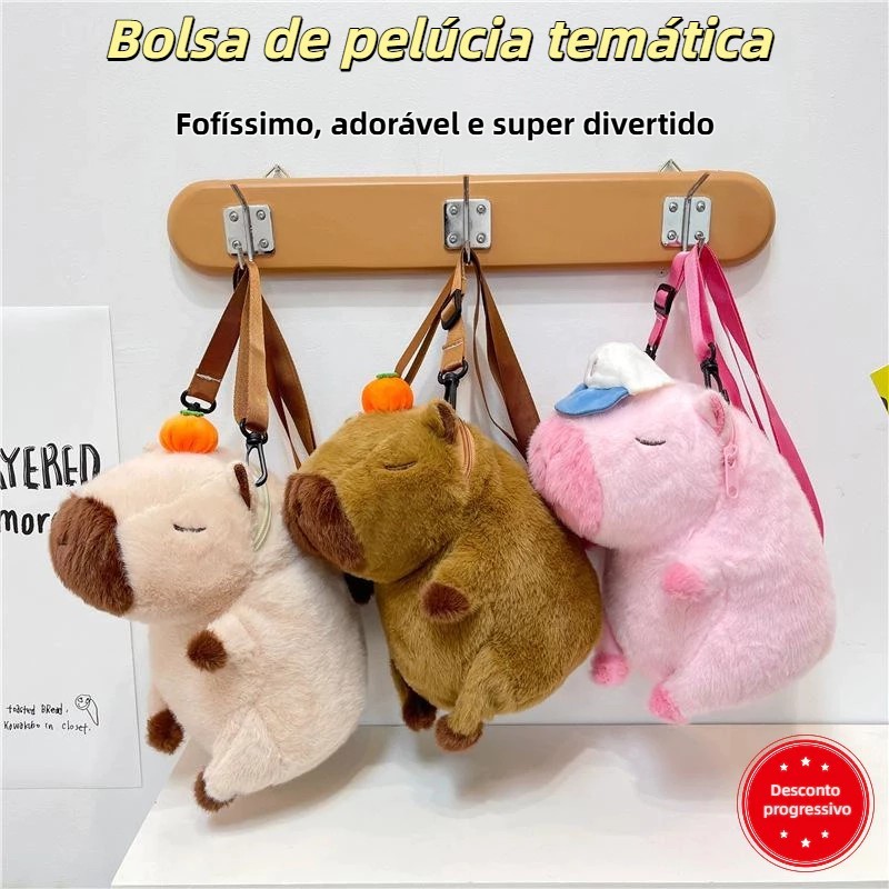 Mochila Bolsa Capivara Pelúcia Bolsa Infantil Fof