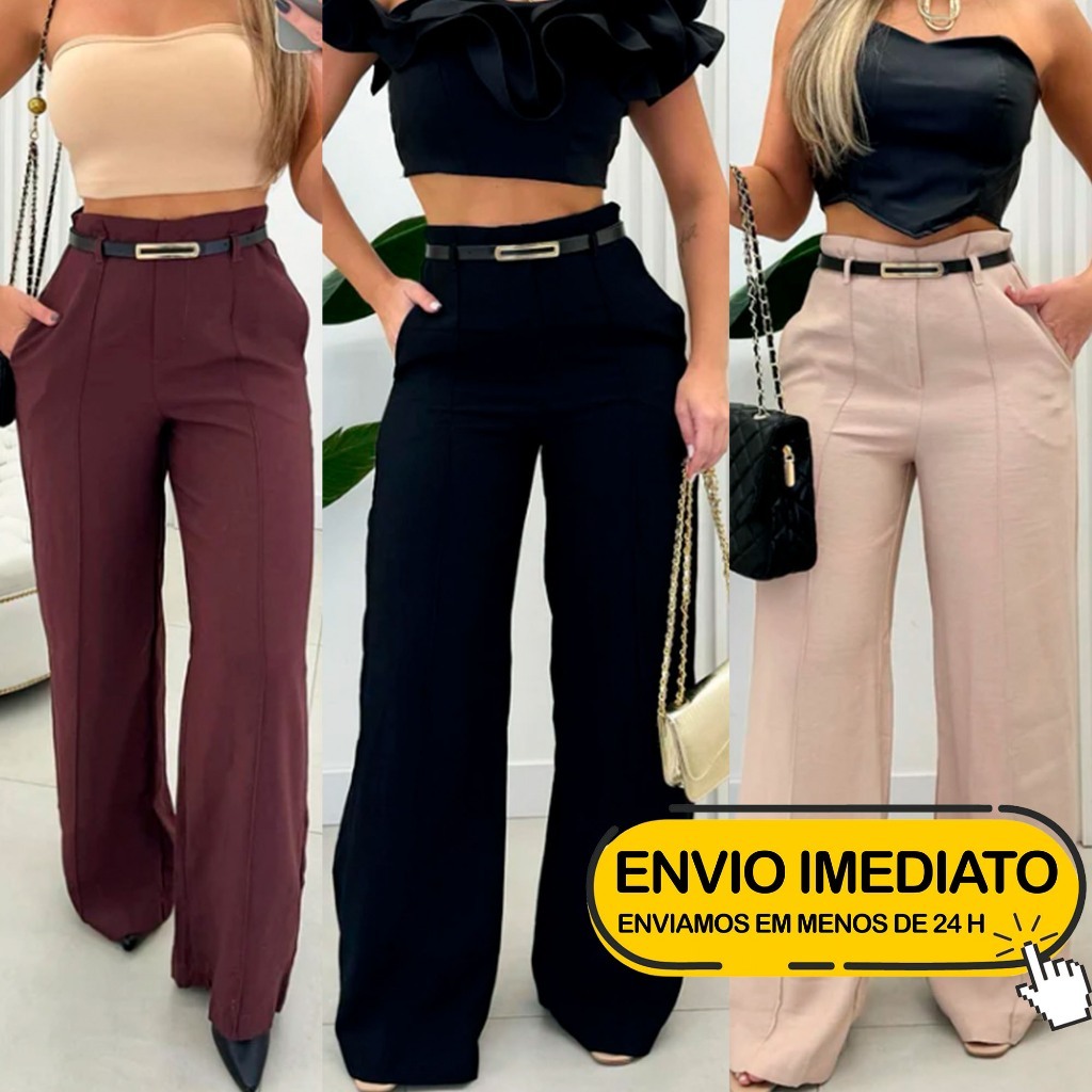 Calça Social Feminina ZARA Modelo Pantalona Alfai