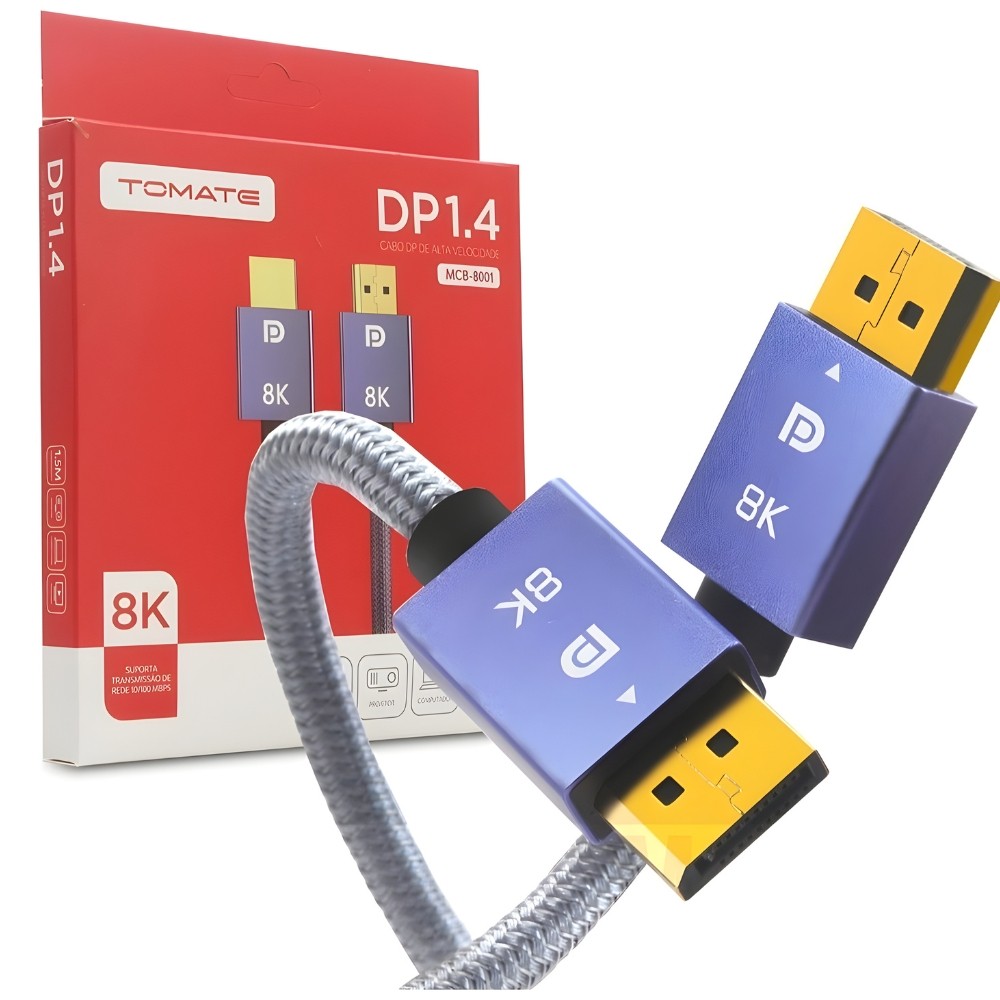 Cabo DisplayPort 1.4 Blindado 8K Cabo Reforçado 1