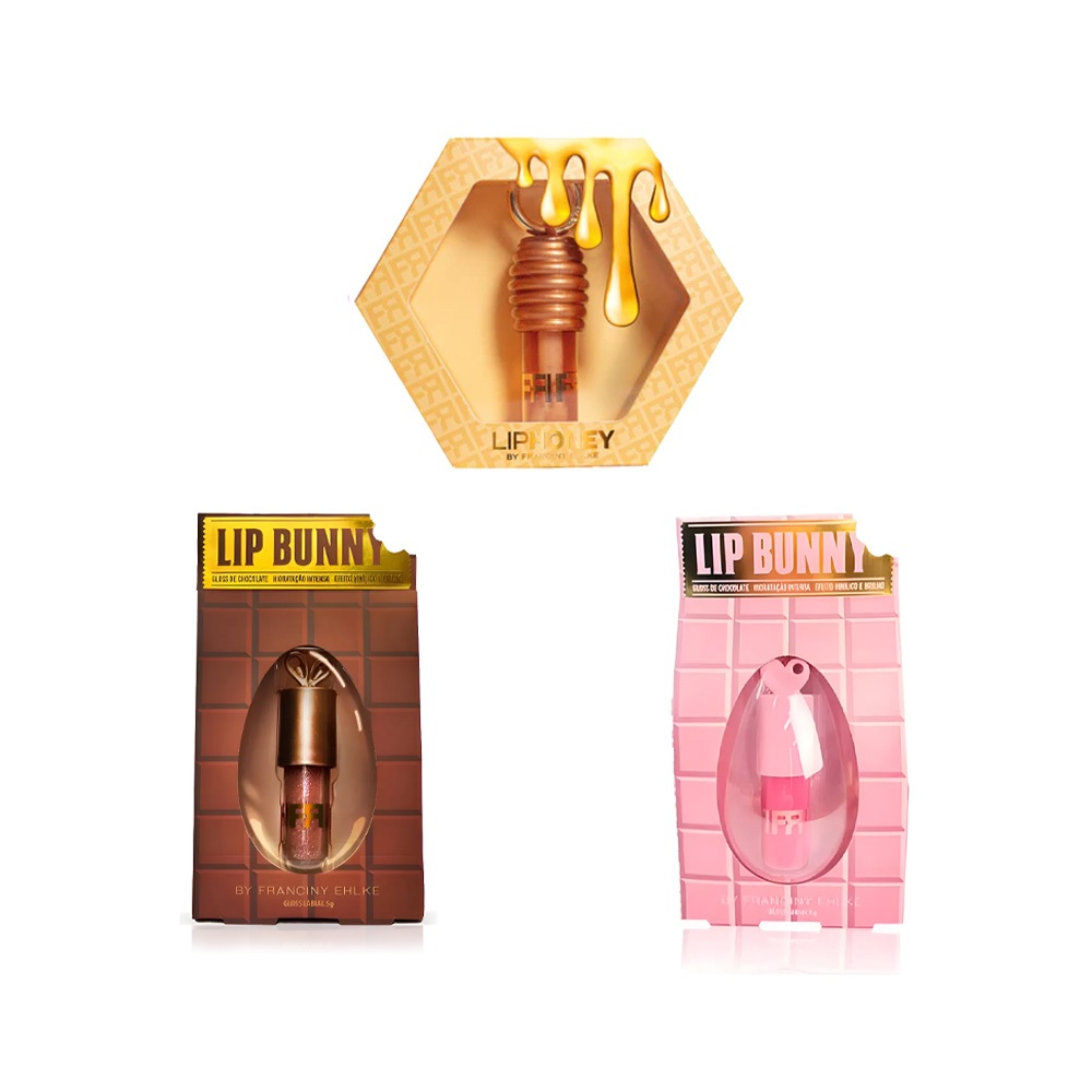 Kit 3 Gloss Labial LipHoney LipBunny LipLove Fran 